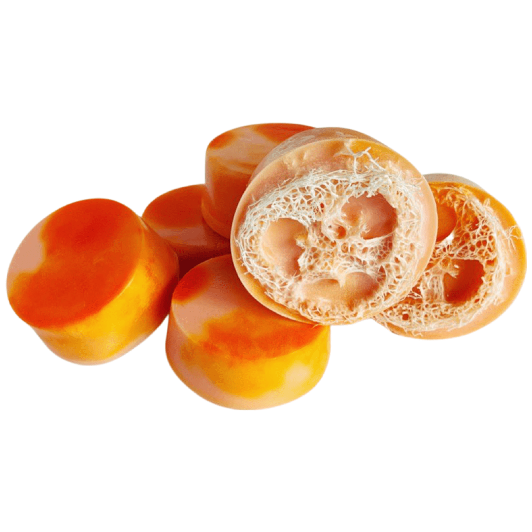 Plush Peach Circle Loofah Soap Bars - Drip Scent Essentials