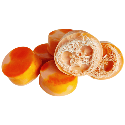 Plush Peach Circle Loofah Soap Bars - Drip Scent Essentials